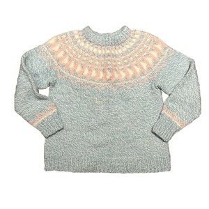 Vintage Mary Maxim Sweater Wool Fair Isle Nordic Ski  Women's L XL* Hand Knitted